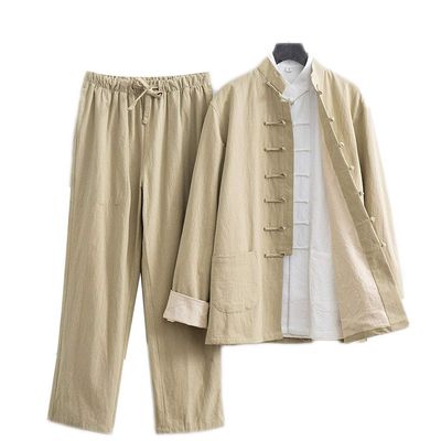 Loose Tai Chi Uniform Men Kung Fu Clothing,Martial Arts Suit,Including Shirts,Pants,Jackets yellow-4XL