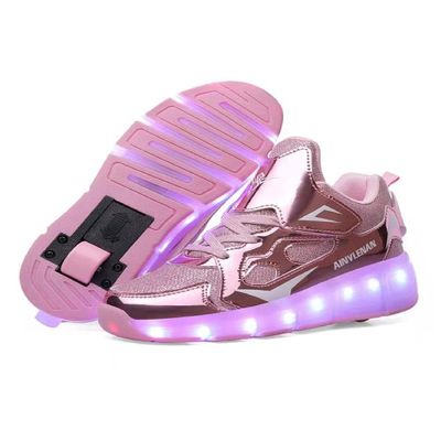 7 Colors LED Rechargeable Kids Roller Skate Shoes with Single Wheel Shoes Sport Sneaker