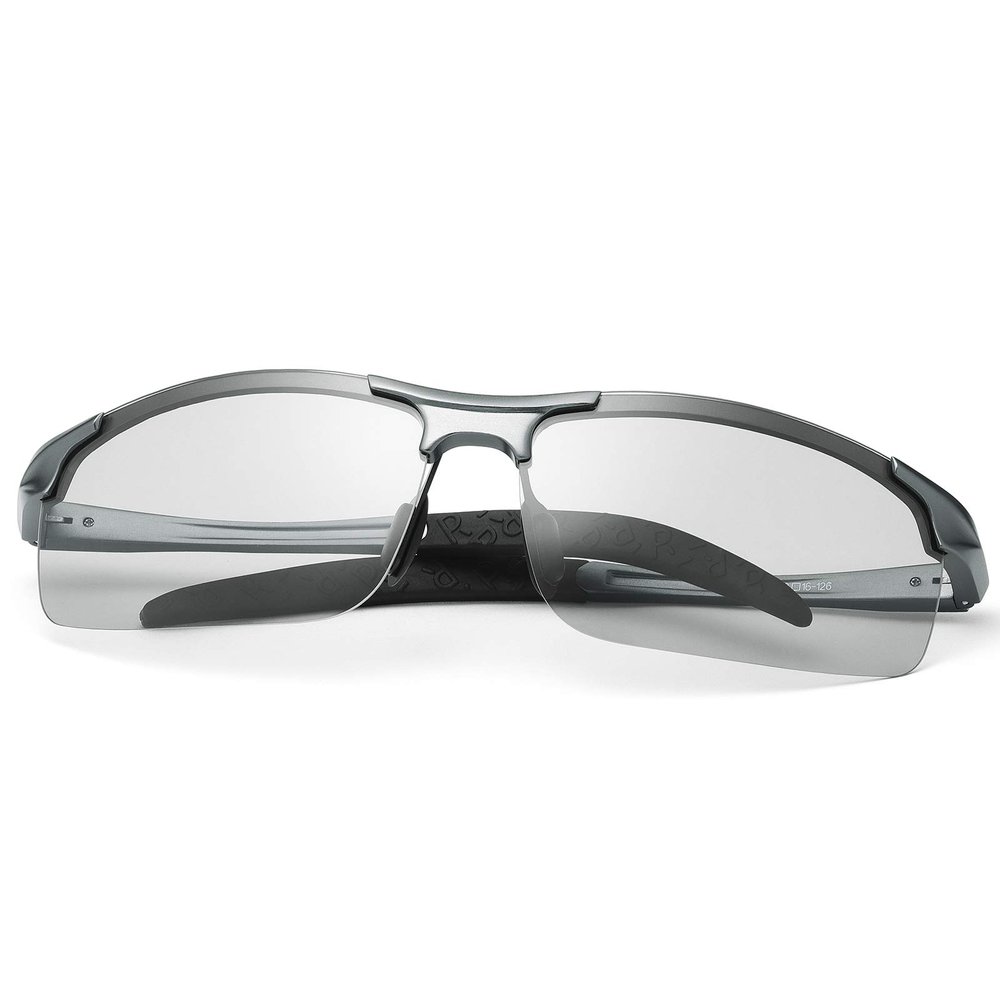 LJIMI Photochromic Sports Sunglasses with Polarized Lens for Men and Women Outdoor Driving Cycling Fishing 100% UV400 Protection Eyewear Anti Glare Eyeglasses Reduce Eye Fatigue Safety Glasses Shades
