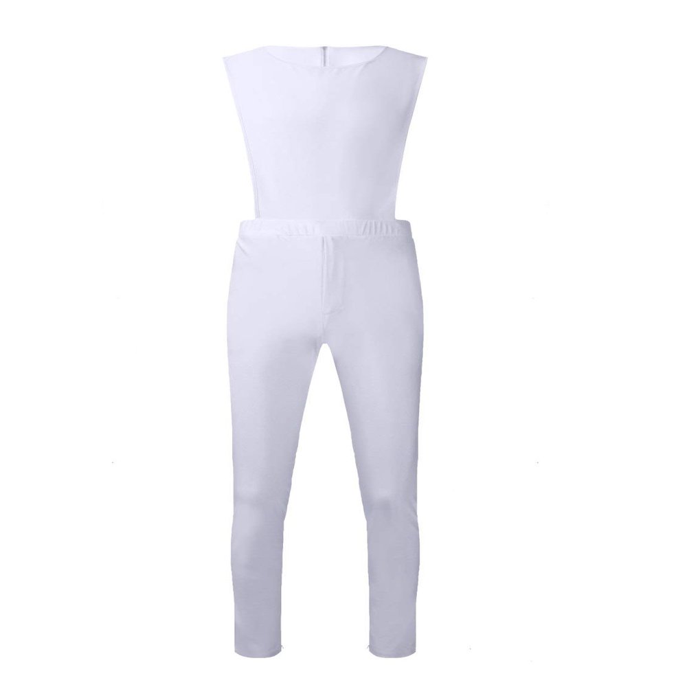 Oyolan Mens One-Piece Romper Sleeveless Fitness Jumpsuit Casual Coverall Streetwear Homewear White XX-Large