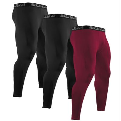 BUYJYA 3 or 5 Pack Men's Compression Pants Running Tights Workout Leggings Athletic Cool Dry Yoga Gym Clothes Gift