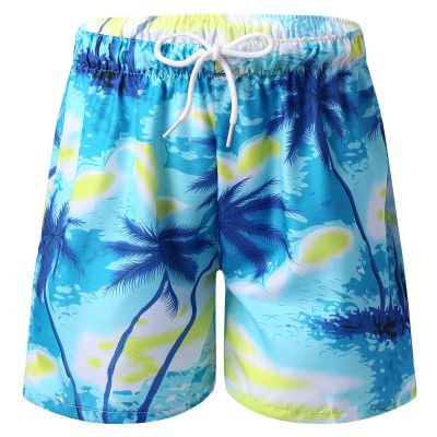 Kaerm Kids Boys Printed Quick Dry Swim Trunks Swimsuit Elastic Sports Running Swim Board Shorts Beachwear Dark Blue 2-3