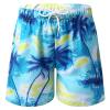 Kaerm Kids Boys Printed Quick Dry Swim Trunks Swimsuit Elastic Sports Running Swim Board Shorts Beachwear Dark Blue 2-3 view 1