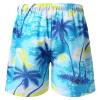Kaerm Kids Boys Printed Quick Dry Swim Trunks Swimsuit Elastic Sports Running Swim Board Shorts Beachwear Dark Blue 2-3 view 2