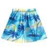 Kaerm Kids Boys Printed Quick Dry Swim Trunks Swimsuit Elastic Sports Running Swim Board Shorts Beachwear Dark Blue 2-3 view 4