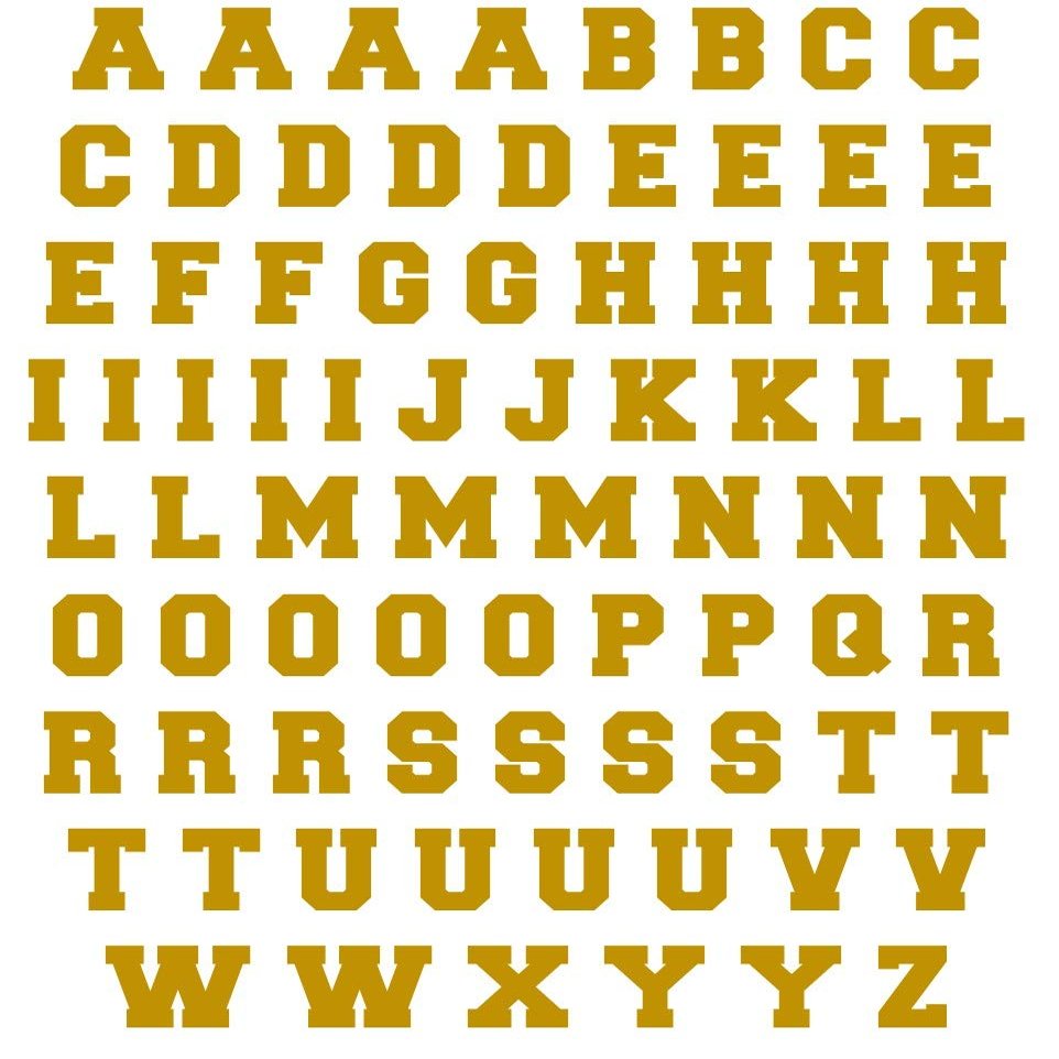 Sports Helmet Letters Only 1/2" by Chalkallaboutit Baseball, Hockey, Football and Lacrosse (Gold)