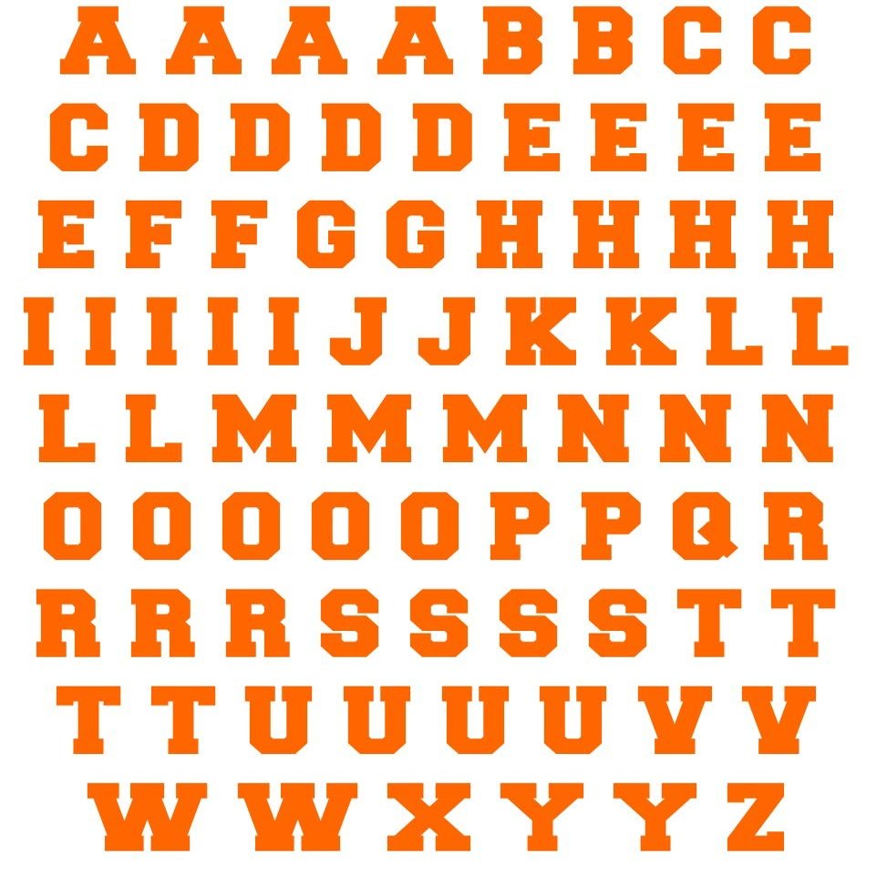 Sports Helmet Letters Only 1/2" by Chalkallaboutit Baseball, Hockey, Football and Lacrosse (Orange)