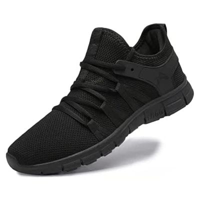 AOE Womens Walking Running Shoes Ultra Lightweight Breathable Mesh Tennis Shoes Non Slip Athletic Workout Gym Sneakers 9.5women / 8.5men All Black