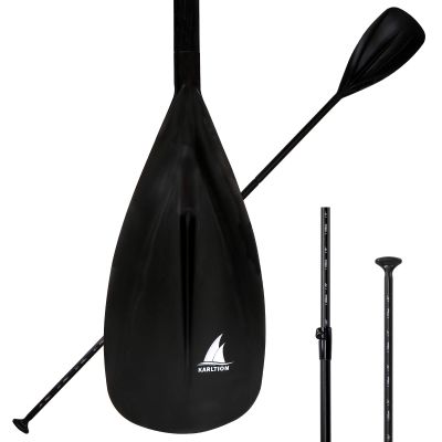 Karltion SUP Paddle - 3 Pieces Adjustable Aluminium SUP Paddle Alloy Shaft Paddle Board Paddles with Glass Fiber Blade for Surfing, Floating,Water Sport-Black