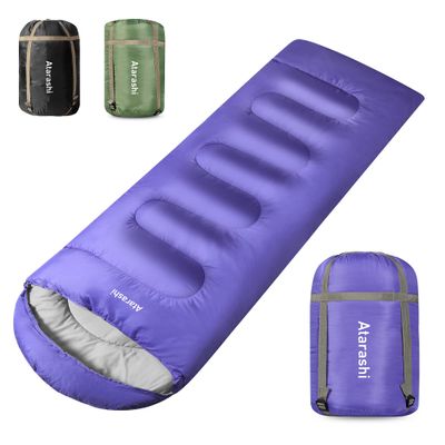 Atarashi Wide Sleeping Bags for Adults, Womens Sleeping Bags for Camping, Hiking and Outdoors, 3-4 Seasons Warm Cold Weather, Lightweight, Portable, Purple Large Size with Compression Sack, 40''X87''