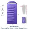 Atarashi Wide Sleeping Bags for Adults, Womens Sleeping Bags for Camping, Hiking and Outdoors, 3-4 Seasons Warm Cold Weather, Lightweight, Portable, Purple Large Size with Compression Sack, 40''X87'' view 2