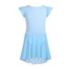 VernLan Toddler Girls Ruffle Flutter Sleeve Gymnastic Leotard Ballet Dance Dress with Irregular Mesh Skirt Sky Blue 3-4 view 1