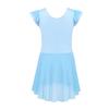 VernLan Toddler Girls Ruffle Flutter Sleeve Gymnastic Leotard Ballet Dance Dress with Irregular Mesh Skirt Sky Blue 3-4 view 2