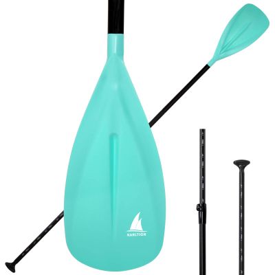 Karltion SUP Paddle - 3 Pieces Adjustable Aluminium SUP Paddle Alloy Shaft Paddle Board Paddles with Glass Fiber Blade for Surfing, Floating,Water Sport-Turquoise