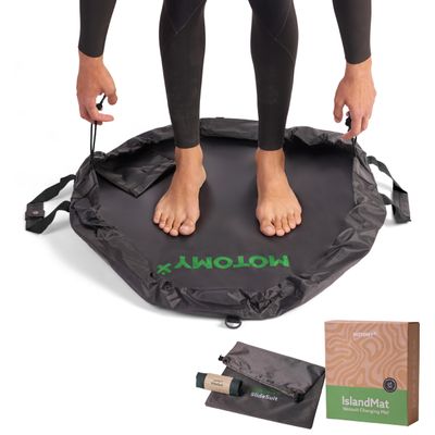 IslandMat Wetsuit Changing Mat; Compact 2-in-1 Wetsuit Bag with Waterproof 5000X Tech; Keep You & Surfing Accessories Clean; Keep Your Car Clean & Dry; Surf Gift for Water Sports, Scuba & Diving