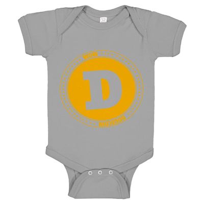 Indica Plateau DOGECOIN Heather Grey 6 Month Cotton One-Piece Infant Baby Romper