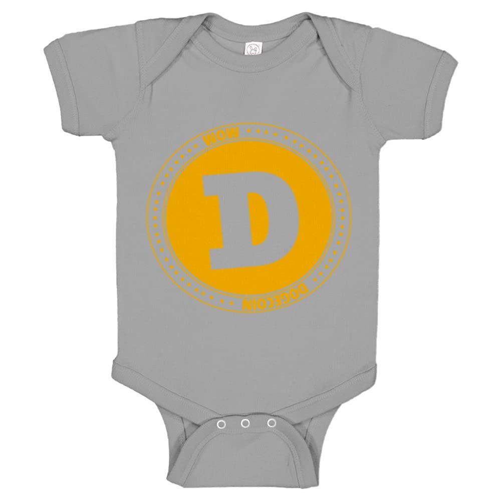 Indica Plateau DOGECOIN Heather Grey 6 Month Cotton One-Piece Infant Baby Romper
