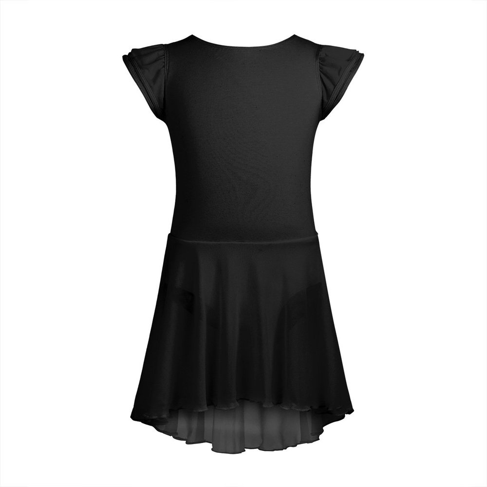 VernLan Toddler Girls Ruffle Flutter Sleeve Gymnastic Leotard Ballet Dance Dress with Irregular Mesh Skirt Black 5-6