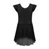 VernLan Toddler Girls Ruffle Flutter Sleeve Gymnastic Leotard Ballet Dance Dress with Irregular Mesh Skirt Black 5-6 view 2