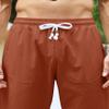 MAGNIVIT Wide Pants for Men Knee Length Cotton Linen Capri Shorts with Pocket Brick Red 36 view 4