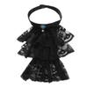renvena Victorian Steampunk Chiffon Jabot Neck Ruff Collar Mini Cape White Colonial Cuffs Costume Accessory Black 1PCS view 1