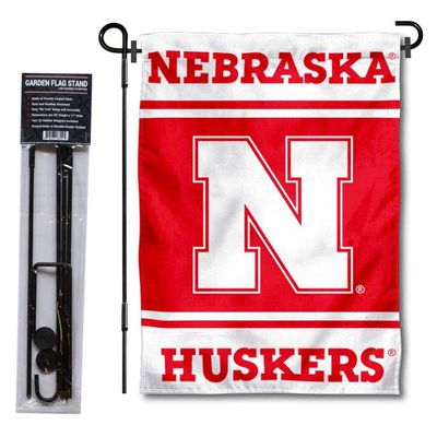 College Flags & Banners Co. Nebraska Cornhuskers Garden Flag and Stand Pole Holder Set