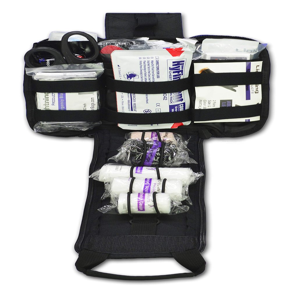 Lightning X Spread Eagle Complete Tactical Trauma IFAK Kit w/Laser Cut MOLLE - Black