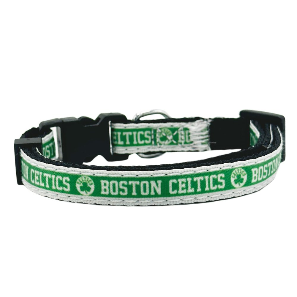 Pets First Old Version- NBA CAT Collar Boston Celtics Satin Cat Collar Basketball Team Collar for Dogs & Cats. A Shiny & Colorful Cat Collar with Ringing Bell Pendant