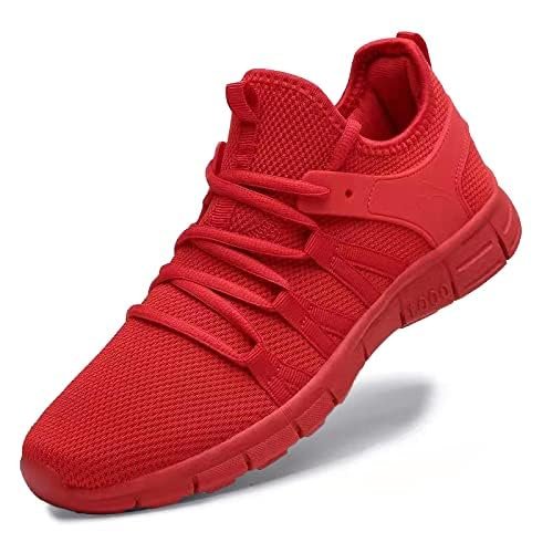 AOE Womens Walking Running Shoes Ultra Lightweight Breathable Mesh Tennis Shoes Non Slip Athletic Workout Gym Sneakers 10women / 9men Red