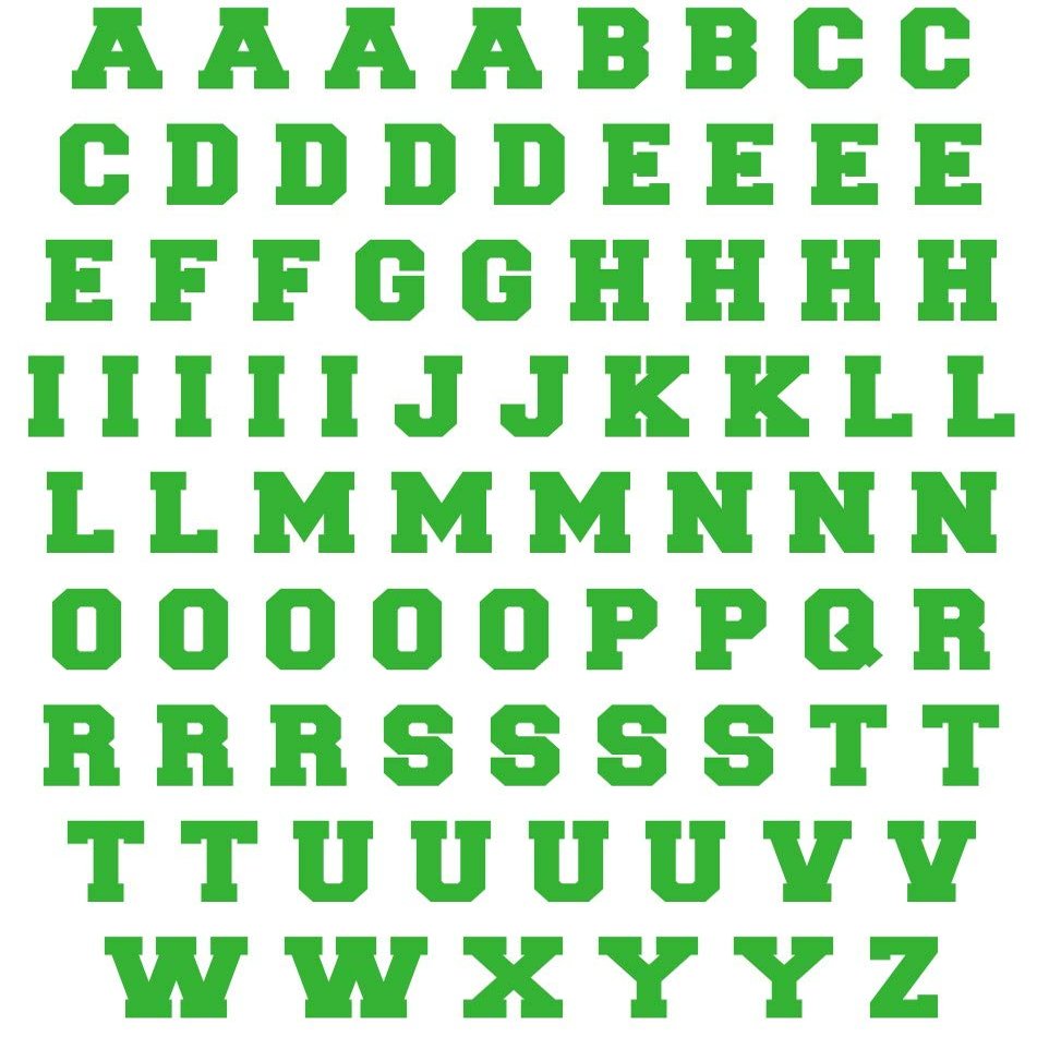 Sports Helmet Letters Only 1/2" by Chalkallaboutit Baseball, Hockey, Football and Lacrosse (Green)