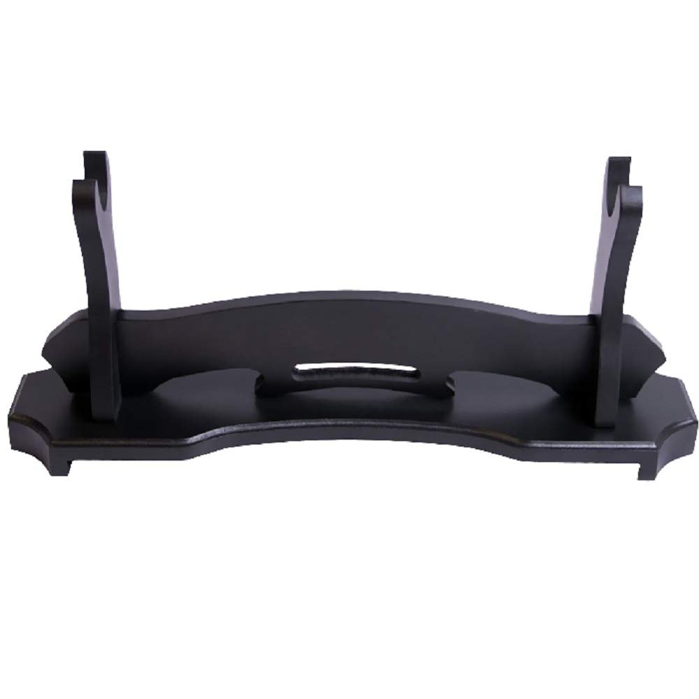BiJun Sword Stand Katana Stand, Black Wood Sword Display Stand Katana Wall Mount Holder Gladiator Sword Wall Display Crusader Sword Stand Knife Hanger Bracket Rack