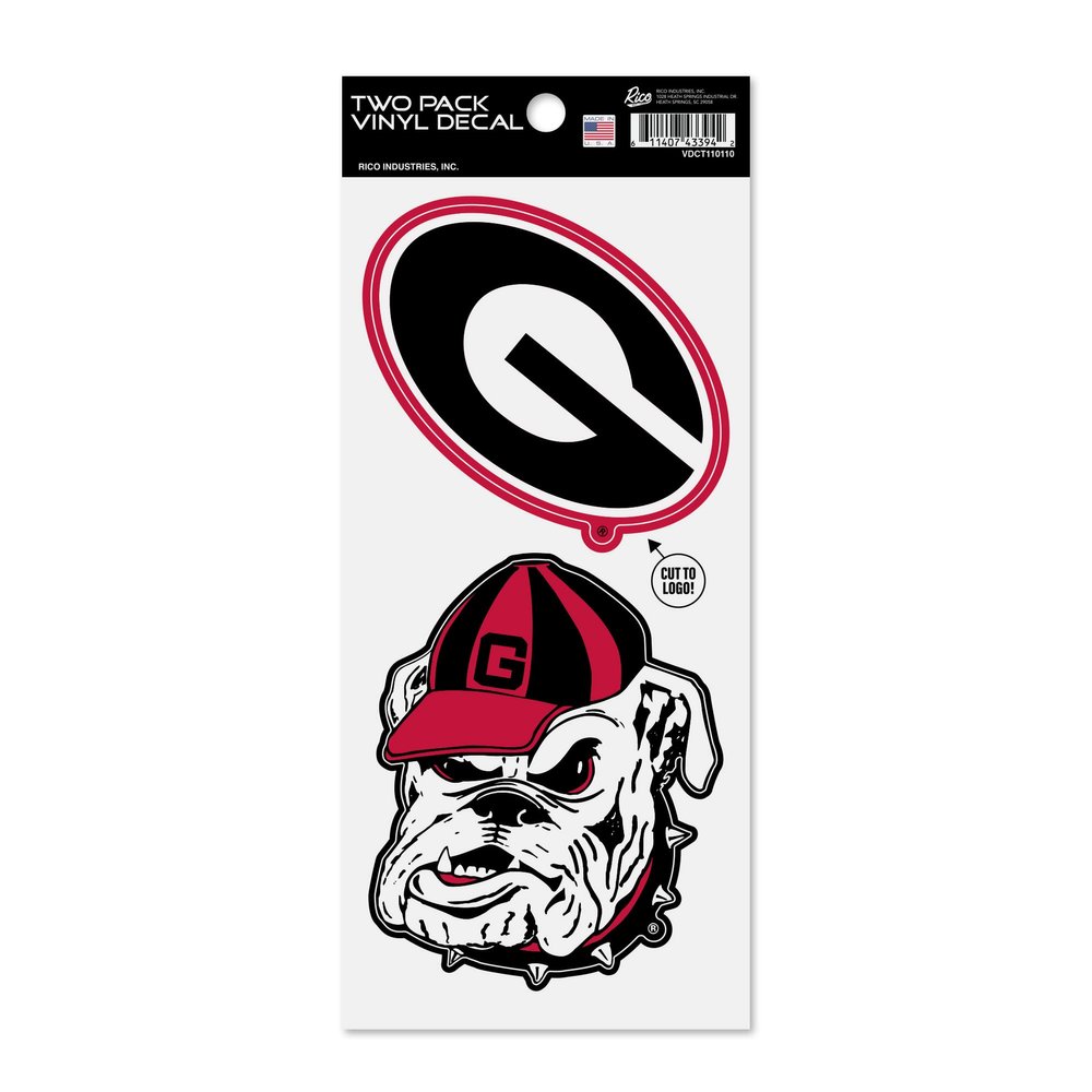 Rico Industries NCAA Georgia Bulldogs Double Up Die Cut 2-Piece Sticker Sheet
