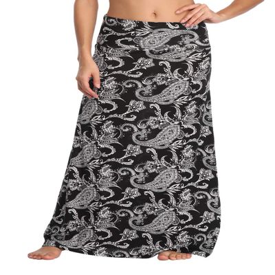 EXCHIC Women's Boho Flod Over Long Maxi Skirt Elastic High Waisted Long Skirts for Women (5, XX-Large)