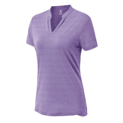 BASUDAM Women's Golf Polo Shirts V-Neck Short Sleeve Collarless Tennis Running T-Shirts Quick Dry Purple L