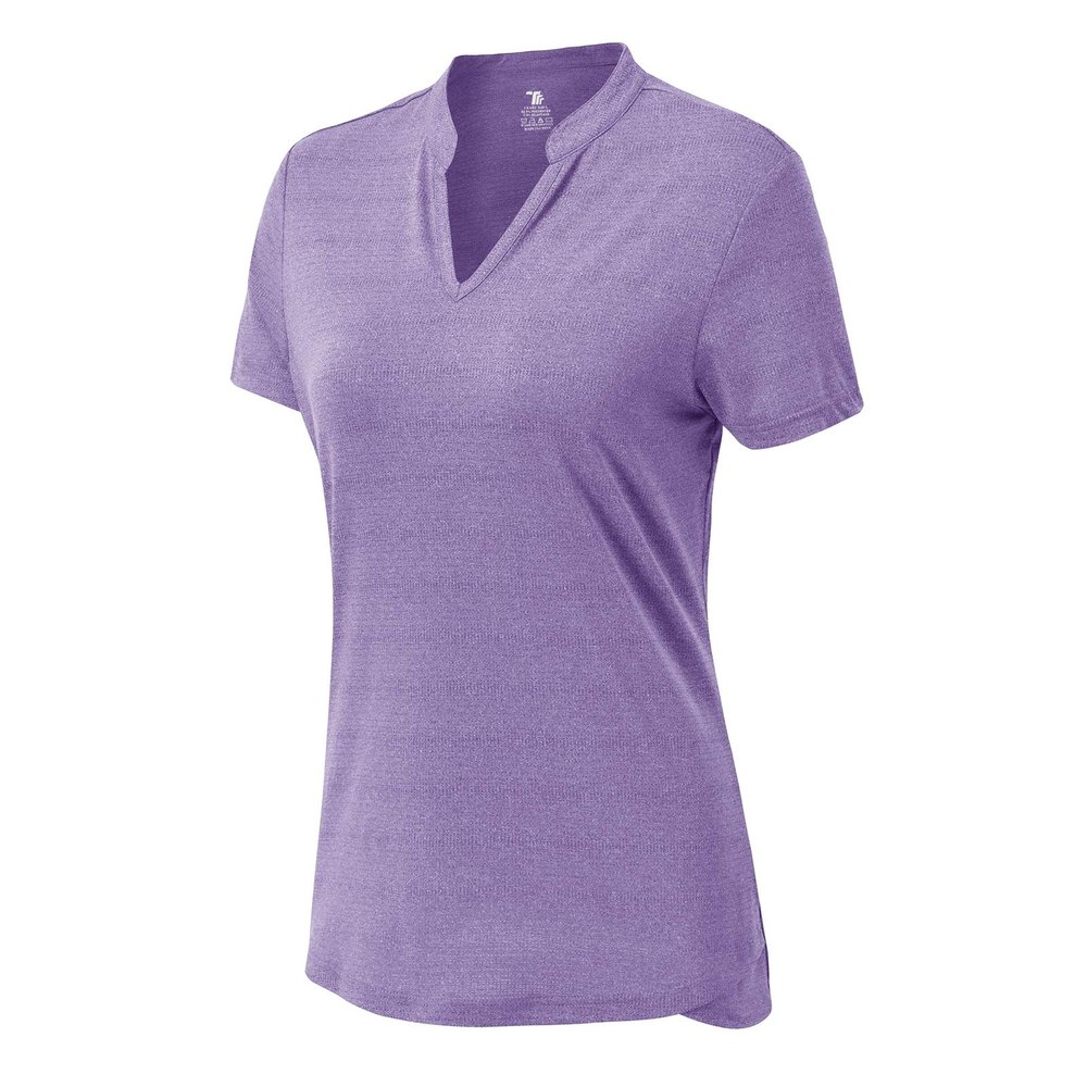 BASUDAM Women's Golf Polo Shirts V-Neck Short Sleeve Collarless Tennis Running T-Shirts Quick Dry Purple L