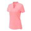 BASUDAM Women's Golf Polo Shirts V-Neck Short Sleeve Collarless Tennis Running T-Shirts Quick Dry Pink L view 1