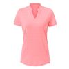 BASUDAM Women's Golf Polo Shirts V-Neck Short Sleeve Collarless Tennis Running T-Shirts Quick Dry Pink L view 2