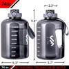 JFIT BPA Free Reusable Sports Water Bottle w/Time Markers, Leakproof Flip-Top Lid & Carry Strap  Durable PETG, 2.28" Wide-Mouth for Ice  Eco-Friendly, Odor-Free & Easy to Clean -Black-73oz view 2