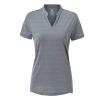 BASUDAM Women's Golf Polo Shirts V-Neck Short Sleeve Collarless Tennis Running T-Shirts Quick Dry Dark Grey XL view 2