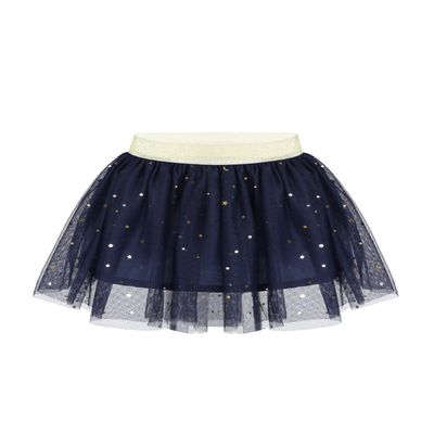 ACSUSS Toddlers Little Girls Sparkle Tulle Tutu Skirt with Sequins Stars Moon Sun Patterns for Ballte Dance Navy Blue 2-3