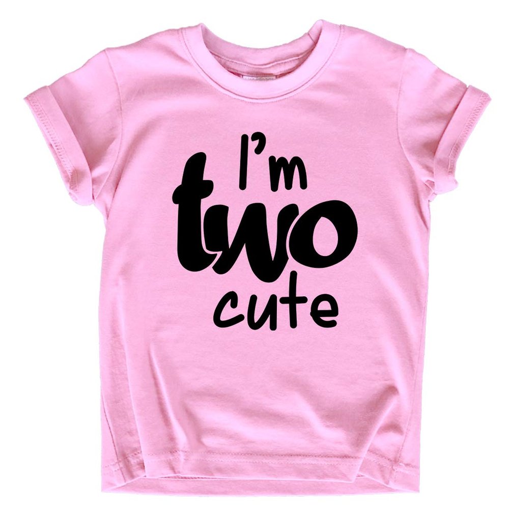 2nd Birthday Outfits for Toddler Girls im Two Cute Shirt Girl 2 Years Old Second Birthday (Black on Pink, 2 Years)