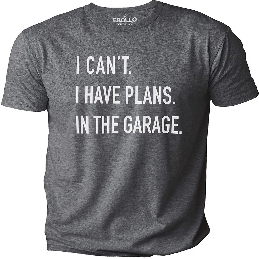 I Can't I Have Plans in The Garage | Funny Mechanic T Shirt (Small, Dark Heather Gray)