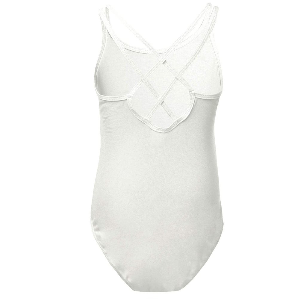 Huimingda Ballet Leotards for Girls Kids Team Basic Camisole Gymnastics Dance Bodysuit White 12-14 Years