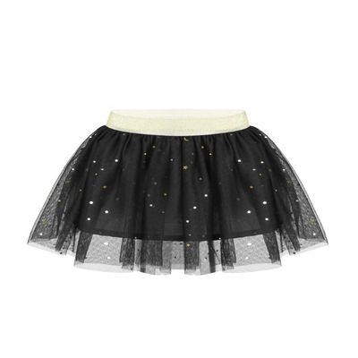 ACSUSS Toddlers Little Girls Sparkle Tulle Tutu Skirt with Sequins Stars Moon Sun Patterns for Ballte Dance Black 3-4