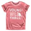 Young Wild and Three Girl 3rd Birthday Outfit Toddler Shirt 3 Year Old Girls Third Party Tshirt (US, Age, 4 Years, Mauve) view 1