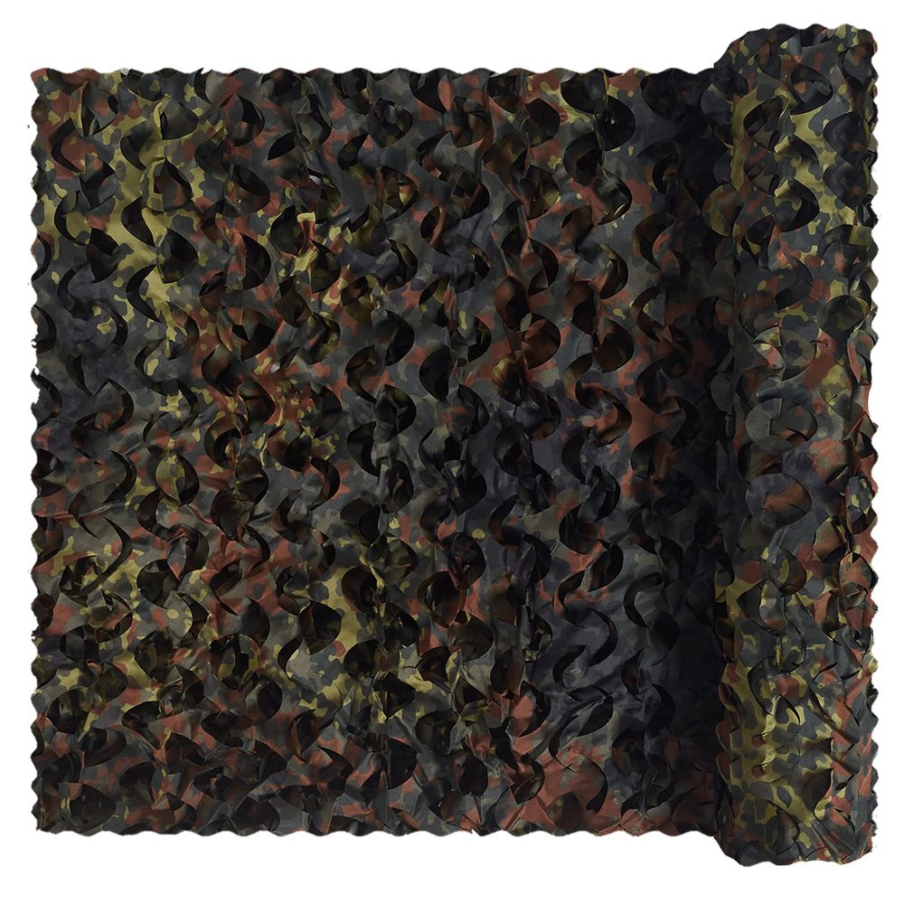 Camo Netting, Bulk Roll Camouflage Netting German Flecktarn 5 x 26 ft, Military Hunting Free Cutting for Hunting Blind Sunshade Shooting Theme Party Decoration
