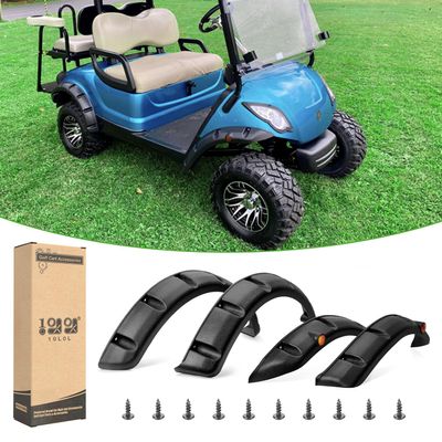 10L0L 4PCS Golf Cart Fender Flares, Exact for Standard Yamaha G29 & Drive 2007-2016, Impact-Resistant ABS Plastic Mud Guards with Reflectors & Stainless Steel Hardware - Not for Modified Carts