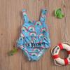Toddler Baby Girls One Piece Swimsuit Rainbow Cami Backless Ruffle Bathing Suits Beach Swimwear (2-3T,Blue Rainbow) view 2