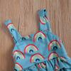 Toddler Baby Girls One Piece Swimsuit Rainbow Cami Backless Ruffle Bathing Suits Beach Swimwear (2-3T,Blue Rainbow) view 3