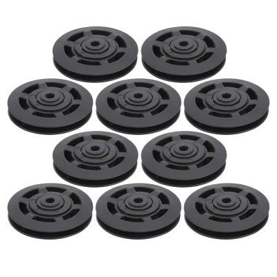 10 Pcs 95mm Universal Nylon Bearing Pulley Wheel Replacement Black for Gym Fitness Equipment Combination Fitness Products